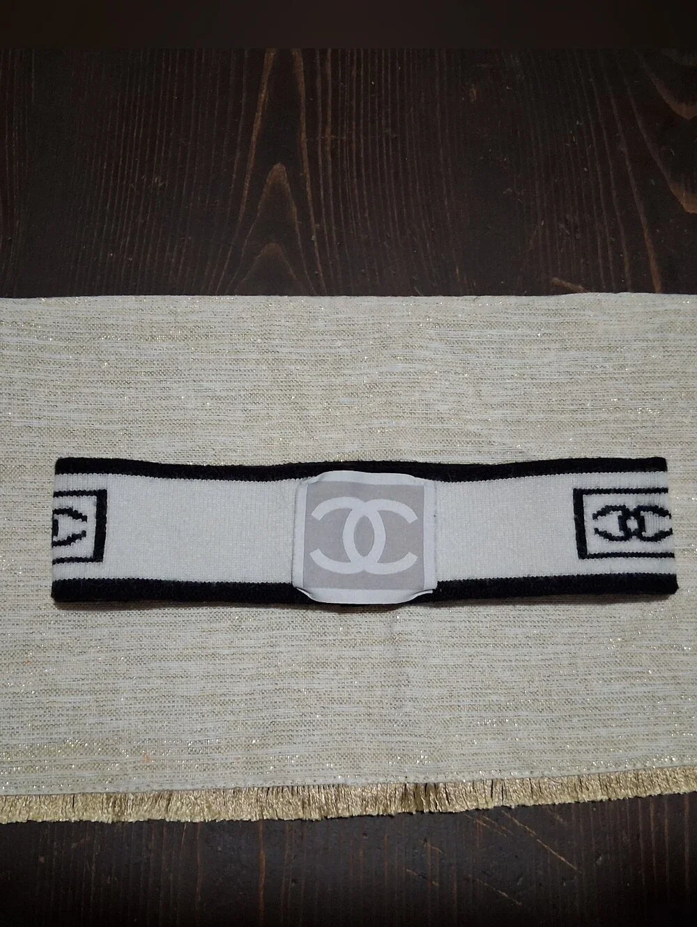 Chanel Black and White Branded Accent Band